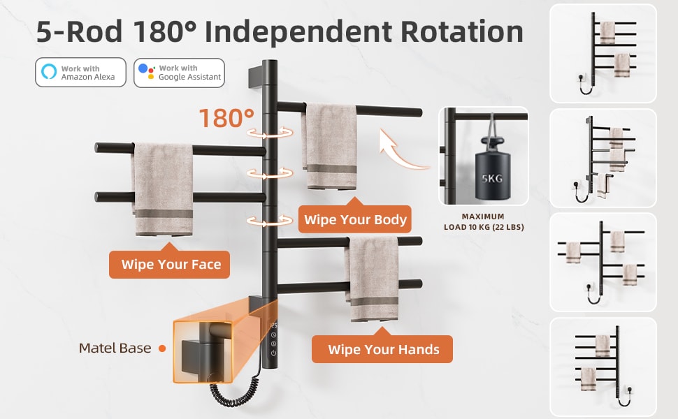 Smart Heated Towel Rack With Wi-fi App Control For Modern Bathroom_voghion.com